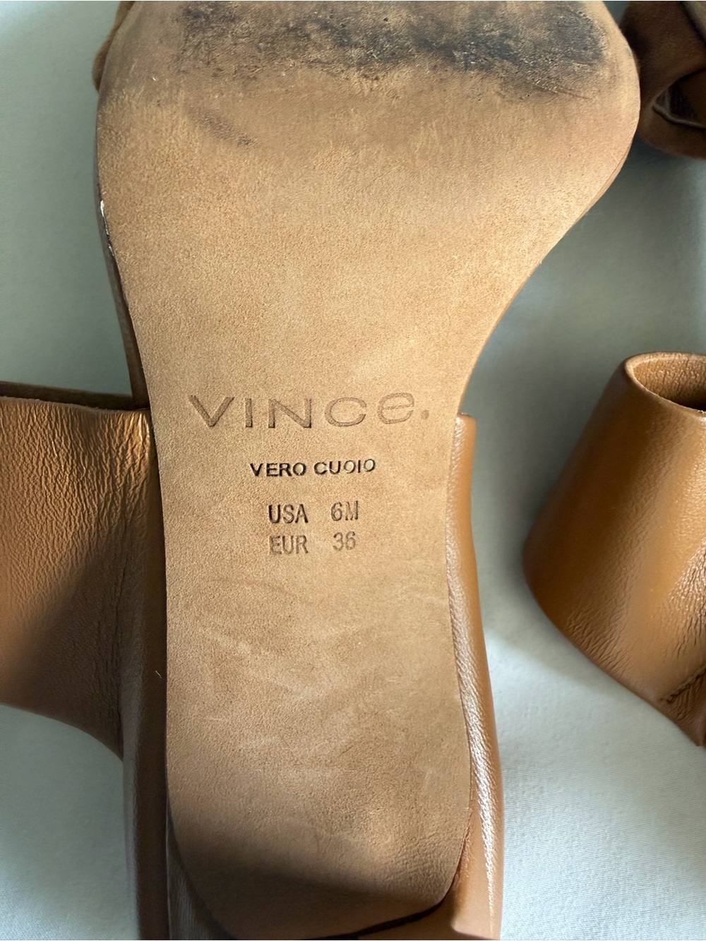 Vince "Quinn" Brown Tan Suede Leather High Block Heel Mule Sandals - Picture 15 of 15
